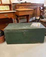 Green vintage wooden carpenters tool chest great coffee table and storage