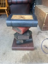 Book Stack Side Table Lamp Plant Stand Rustic Finish FU-418