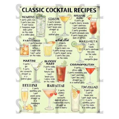 Classic cocktail recipe retro - cocktail,