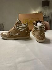 Ash Gold Brown Leather Wedge Trainers Uk 5 Eu 38