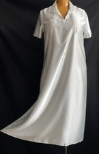 M&S Vintage Nightdress/Kaftan Aqua Liquid Satin Embroidered, UK 16-18 NOS Tag