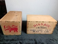 2 Ceylon Vintage Wooden Tea Boxes 8.5'x5"X5" Each.    