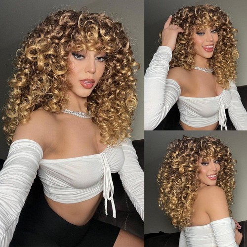 Curly wig with - wig, black