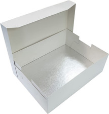 Culpitt 16" X 12" Cake Board & White Cake Box Combo, Oblong Silver Fern Cake Dru