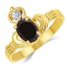 14K Yellow Gold Black Oval