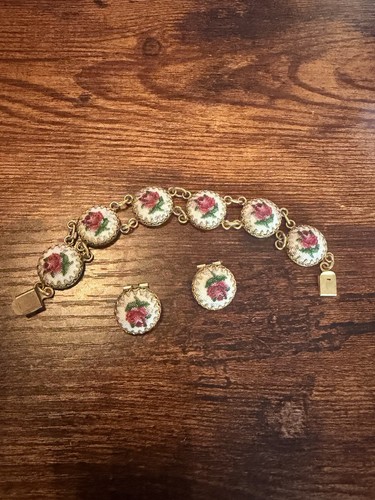 Vintage petit point rose - vintage,
