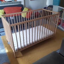 IKEA Sniglar Baby Cot with Mattress very Good Condition 60x120 Beech Wooden