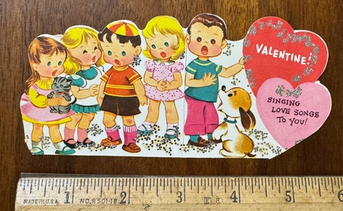 Vintage valentine card singing - valentine,