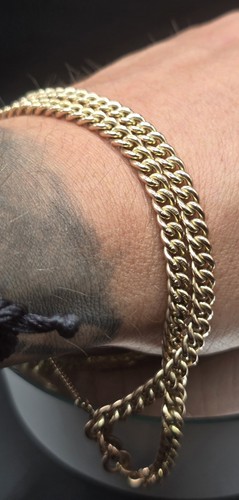 9ct gold two row curb - two,