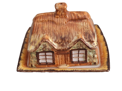 Old cottage butter dish - cottage,