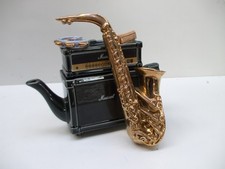 Parrington Designs teapot musical theme sax and 'Marshall' amp