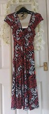 Flattering Floral Dress ?Stretchy Coral White Mix  10 12 S M 