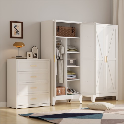 Metal wardrobe cabinet w - 71", w/