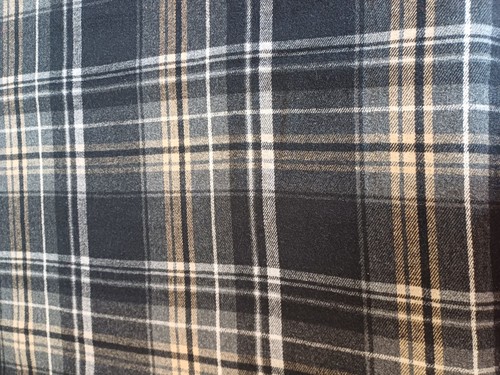 Wool blend black tartan print - wool,