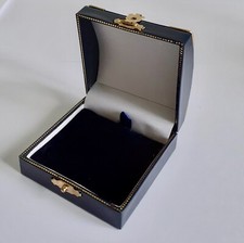 Earring Pendant Box Antique Style Leatherette Presentation Gift Box Navy Blue