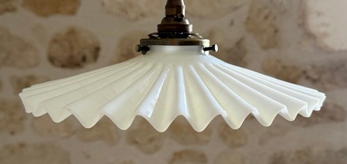 Antique french pleated - pleated, opaline