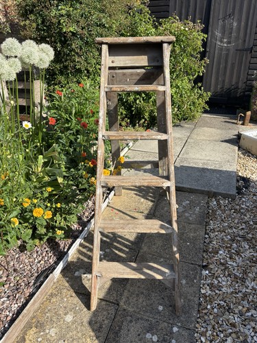 Vintage wooden step ladder - vintage,