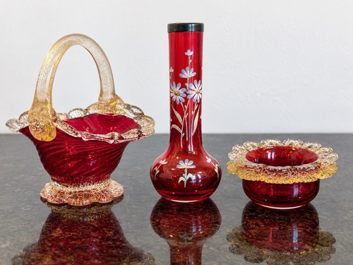 Vintage cranberry art glass - vintage,