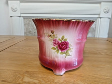 Pretty NWAO Staffordshire Ironstone YWAO Flower Pot Pink Roses Vintage 5" high