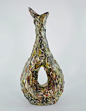 VINTAGE MID-CENTURY TEXTURED POTTERY GLUG JUG 25cm