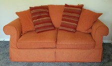 Bargain ! Sofabed 2-Seater Terracotta Chenille Stowaway/Pull Out Double Bed VGC