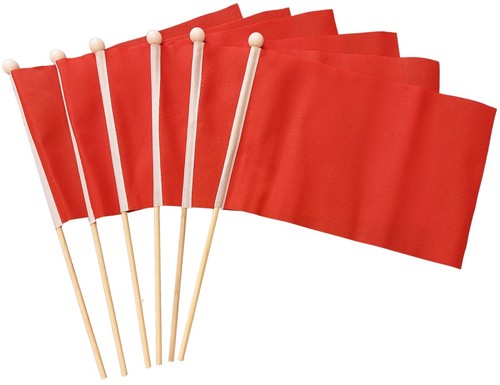 Plain red hand flag - plain, pack