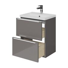 GoodHome Imandra Slimline Gloss Warm Grey Wall Mounted Bathroom Cabinet