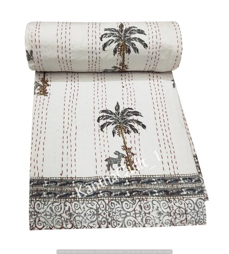 Palm tree printed kantha - tree,