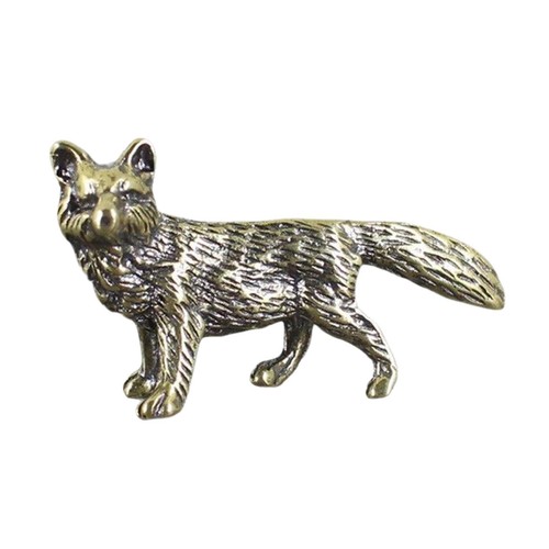Brass wolf dog animal statue - brass,