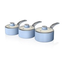 Swan Retro 3pc Pan Set Blue