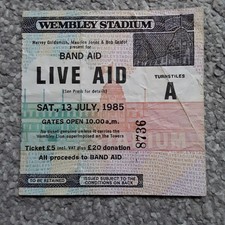 Live Aid Concert Ticket Stub 1985 Wembley  40th Ann July 25 (photo not included)