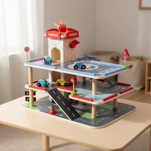 Level toy car garage - toy,