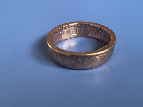 Half penny 1965 coin ring - coin,