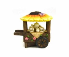 Miniature Sunflower Coffee Cart,  Orange Flower Topped Spring Cart