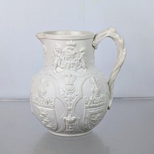 Brownfield Antique 1863 Pottery Royal Edward Alexandra Albion Relief Moulded Jug