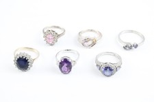 Sterling Silver Rings Stone Set Cocktail Halo Trilogy Ametrine Faceted x 6 (23g)