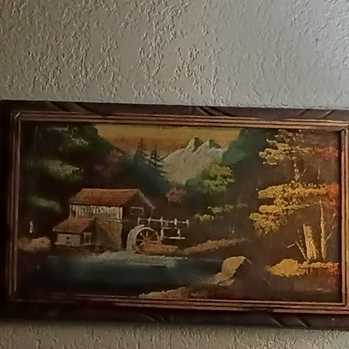 Vintage black velvet painting - black,
