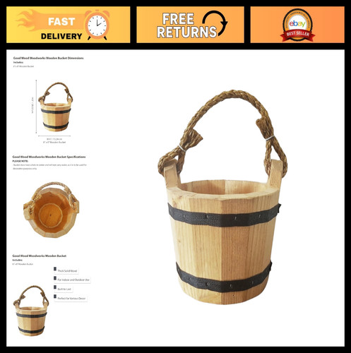 Wooden bucket 8 vintage - bucket, 6"