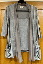 Per Una Womens 2 Part Top Set Grey Camisole with Silk & Chiffon Jacket - Size 12