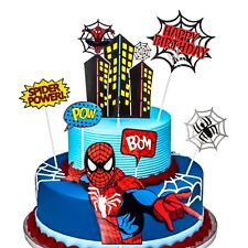 7pcs Superhero Spiderman Happy Birthday Cake Toppers, Super Hero Spider Man Cake