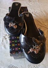 New In Box Playboy Black Flat Slider Shoes UK Size 7 00s Y2K 