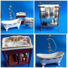 Reutter Germany 1.12  bathroom gorgeous set x 4 porcelain wood In Dresden rose