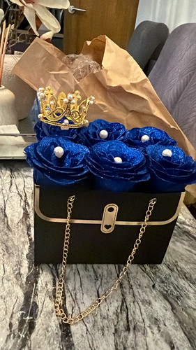 Royal blue fabric - blue, bouquet