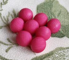 LAST 8 Tiny Buttons, Bright Pink Linen Look, 9mm, Shank, Matching Set