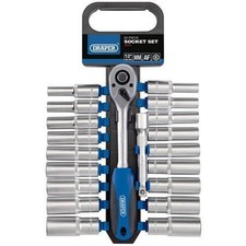 Draper Combined MM/AF Deep Socket and Ratchet Set, 1/2" Sq. Dr. (20 Piece)