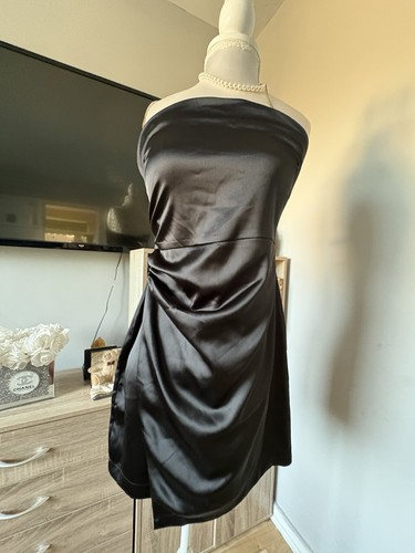 Zara black satin - satin, new