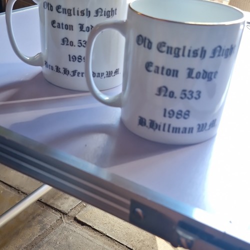 Pair vintage masonic - of, mugs