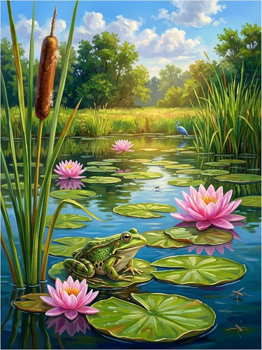 Tile mural frog flowers lily - mural,