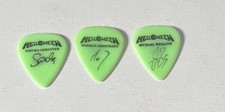 Set of three Helloween memorabilia guitar pick plectrums. Winner gets all three