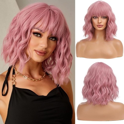Short wave pink bob - short,